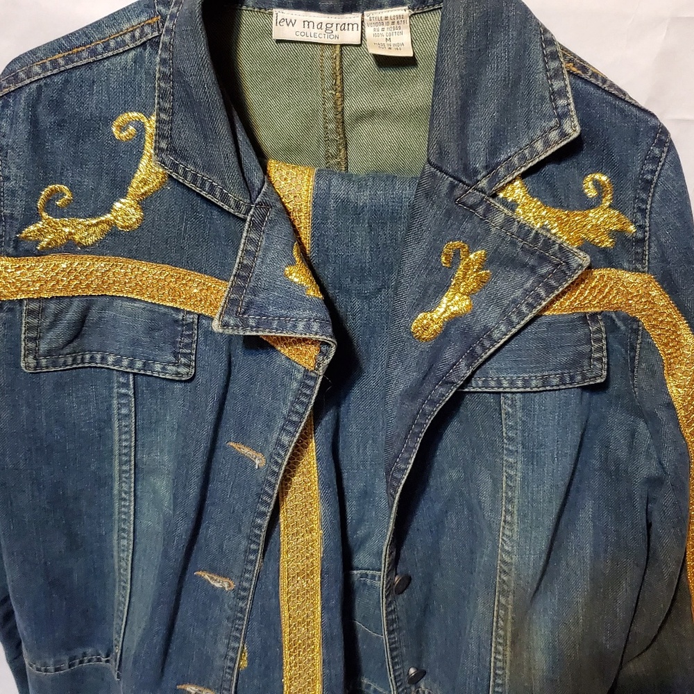 LEW MAGRAM Denim Embroidered Jeans and Shirt